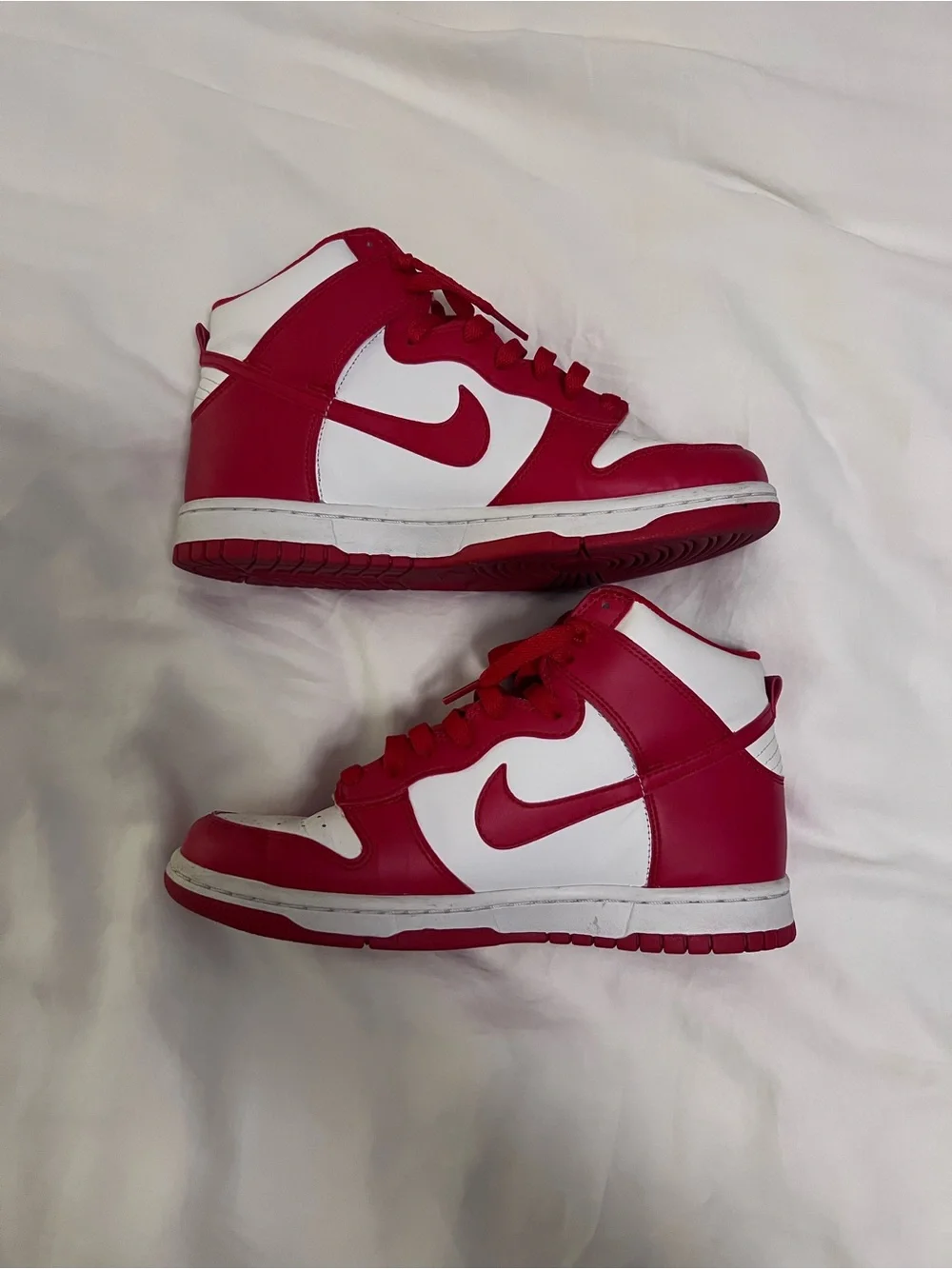 Nike White and Red High-Top Sneakers